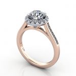 Video-Round Engagement Ring, Rose Gold, RH4, 3D