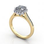 Princess Engagement Ring, Yellow Gold, RH4, 3D