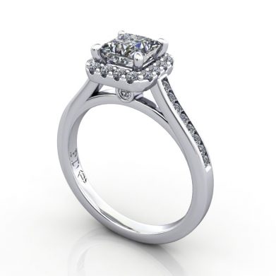 Princess Engagement Ring, Platinum, RH4, 3D