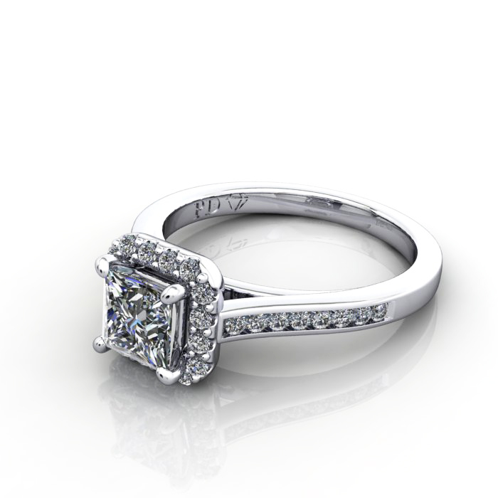 Princess Engagement Ring, Platinum, RH4, LF