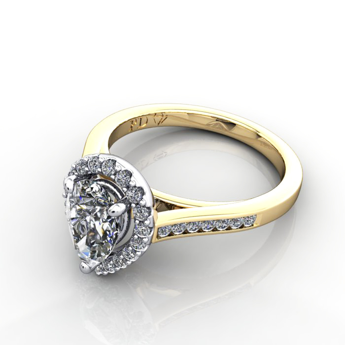 Halo Engagement Ring, Yellow Gold, RH4, LF