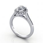 Halo Engagement Ring, Platinum, RH4, 3D