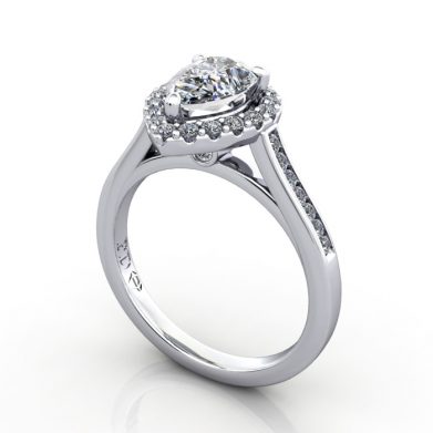 Halo Engagement Ring, Platinum, RH4, 3D