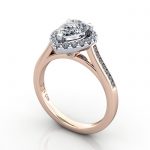 Halo Engagement Ring, Rose Gold, RH4, 3D