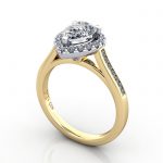 Halo Engagement Ring, Yellow Gold, RH4, 3D