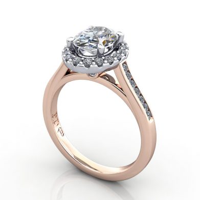 Oval Engagement Ring, Rose Gold, RH4, 3D