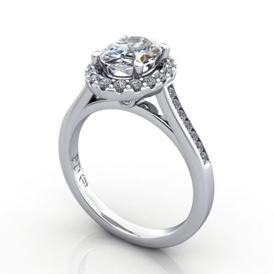 Oval Engagement Ring, Platinum, RH4, 3D