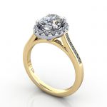 Oval Engagement Ring, Yellow Gold, RH4, 3D