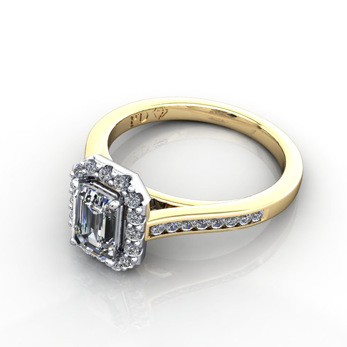 Emerald Engagement Ring, Yellow Gold, RH4, LF Emerald Engagement Ring, Yellow Gold, RH4, LF