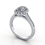 Emerald Engagement Ring, Platinum, RH4, 3D