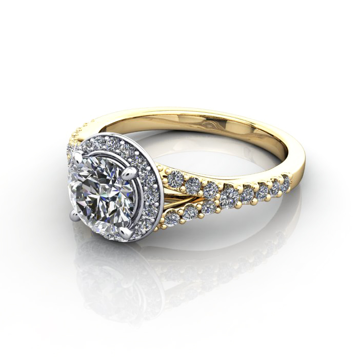 Halo Diamond Ring, RH3, Round, Yellow, LF