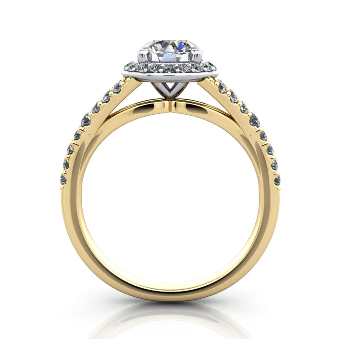 Halo Diamond Ring, RH3, Round, Yellow, TF