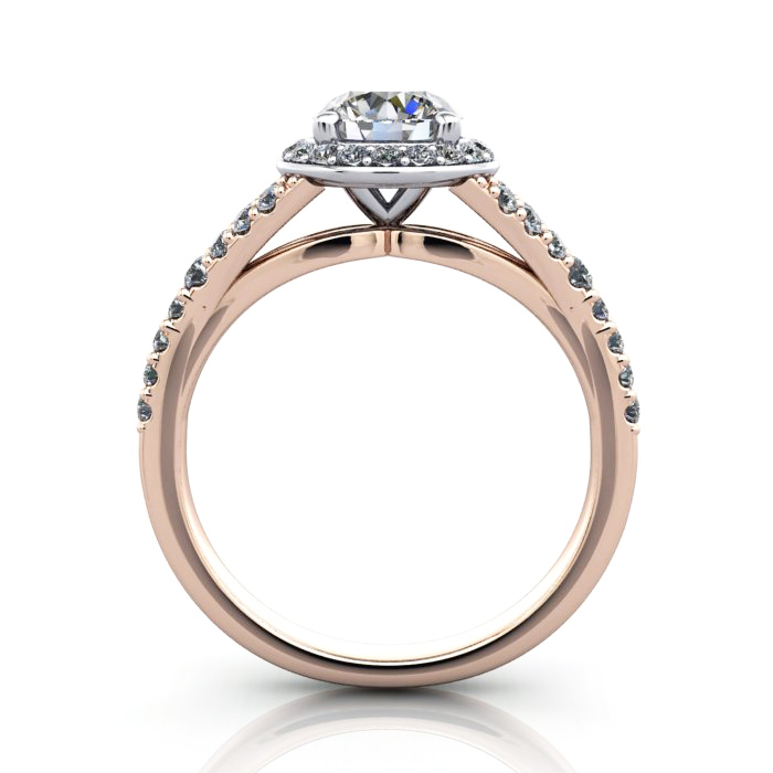 Halo Diamond Ring, RH3, Round, Rose, TF Halo Diamond Ring, RH3, Round, Rose, TF