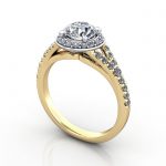 Video-Halo Diamond Ring, RH3, Round, Yellow, 3D
