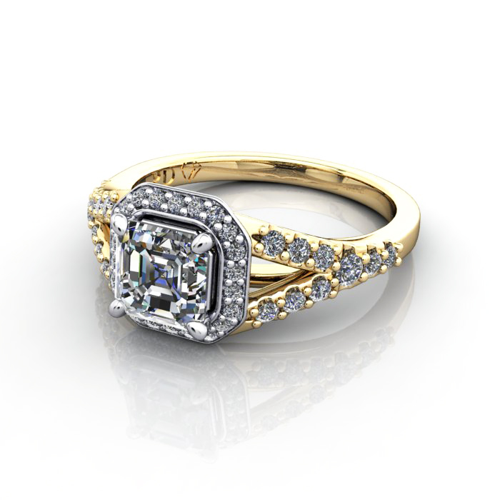 Halo Engagement Ring, YG, RH3.LF