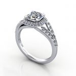 Halo Engagement Ring, Platinum, RH3. 3D