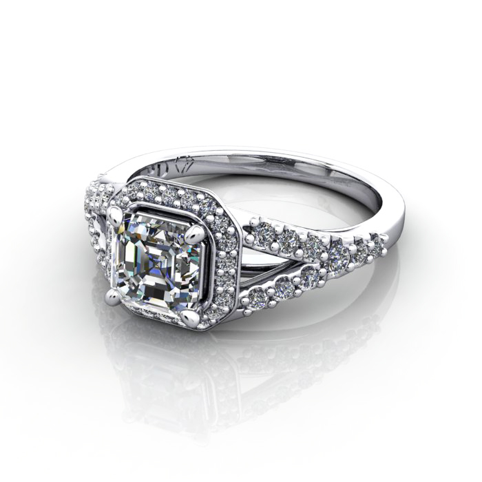 Halo Engagement Ring, Platinum, RH3. LF