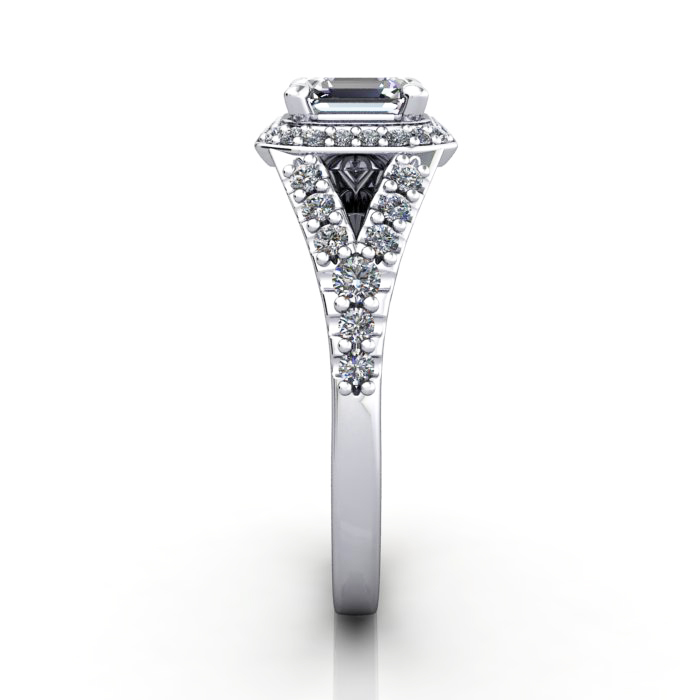 Halo Engagement Ring, Platinum, RH3. SV