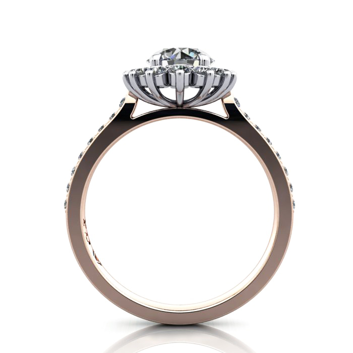 Halo Engagement Ring, Rose Gold, RH2. TF