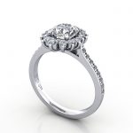 Halo Engagement Ring, White Gold, RH2. 3D