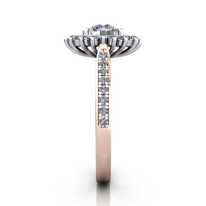 Halo Engagement Ring, Rose Gold, RH2. SV