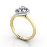 Oval Engagement Ring, YG, RH1, 3D