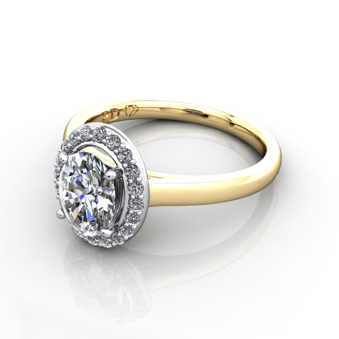 Oval Engagement Ring, YG, RH1, LF
