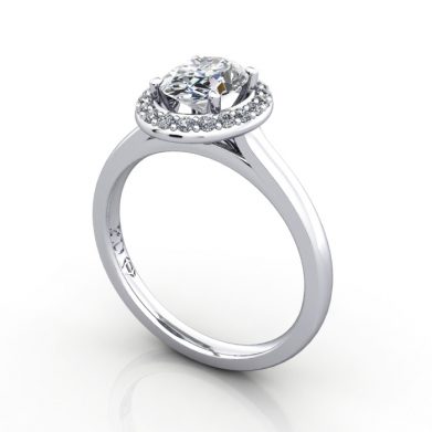 Oval Engagement Ring, Platinum, RH1, 3D