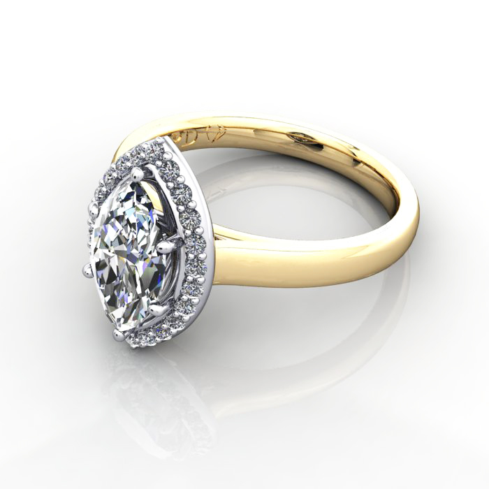Marquise Engagement Ring, YG, RH1, LF