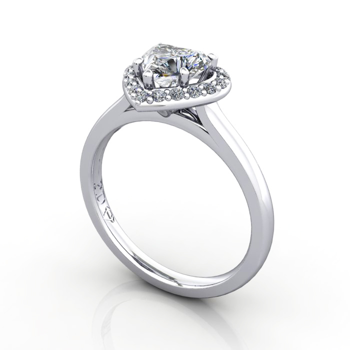 Heart Engagement Ring, Platinum, RH1, 3D