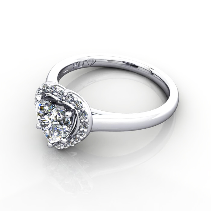 Heart Engagement Ring, Platinum, RH1, LF