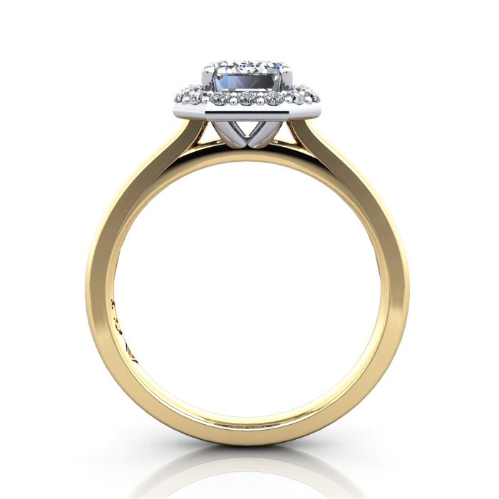 Emerald Engagement Ring, Yellow Gold. RH1, TF