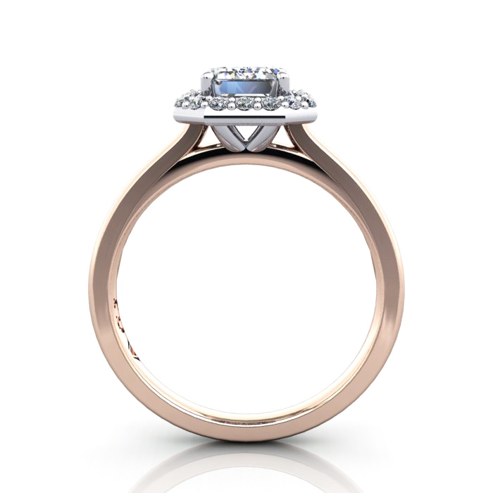 Emerald Engagement Ring, Rose Gold. RH1, TF