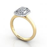 Emerald Engagement Ring, Yellow Gold. RH1, 3D