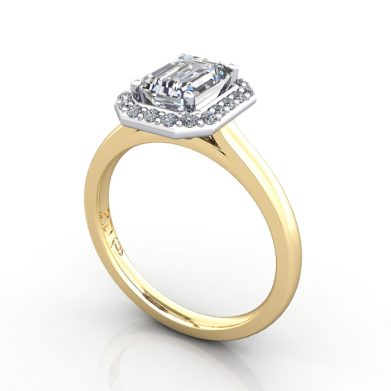 Emerald Engagement Ring, Yellow Gold. RH1, 3D