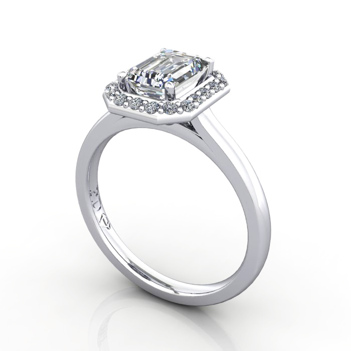 Emerald Engagement Ring, Platinum. RH1, 3D Emerald Engagement Ring, Platinum. RH1, 3D