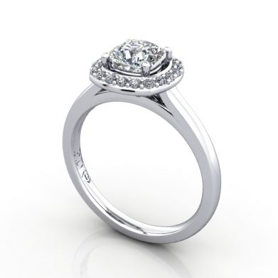 Cushion Engagement Ring, Platinum, RH1, 3D