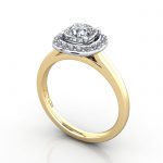 Cushion Engagement Ring Yellow Gold, RH1, 3D