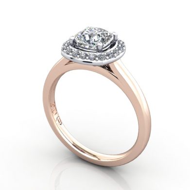 Cushion Engagement Ring ,Rose Gold, RH1, 3D