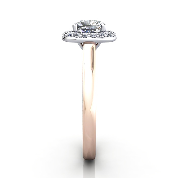 Cushion Engagement Ring ,Rose Gold, RH1, SV