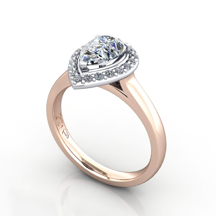 Pear Engagement Ring, RG, RH1, 3D