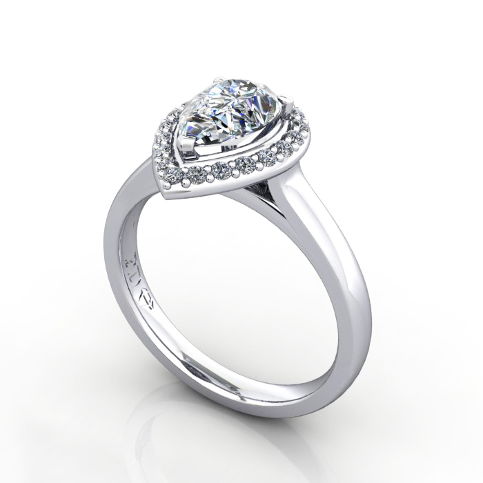 Pear Engagement Ring, PLAT, RH1, 3D