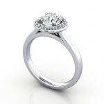 Halo Diamond Ring RH1 Round Platinum 3D