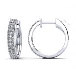 Double Row Diamond Hoops Earrings