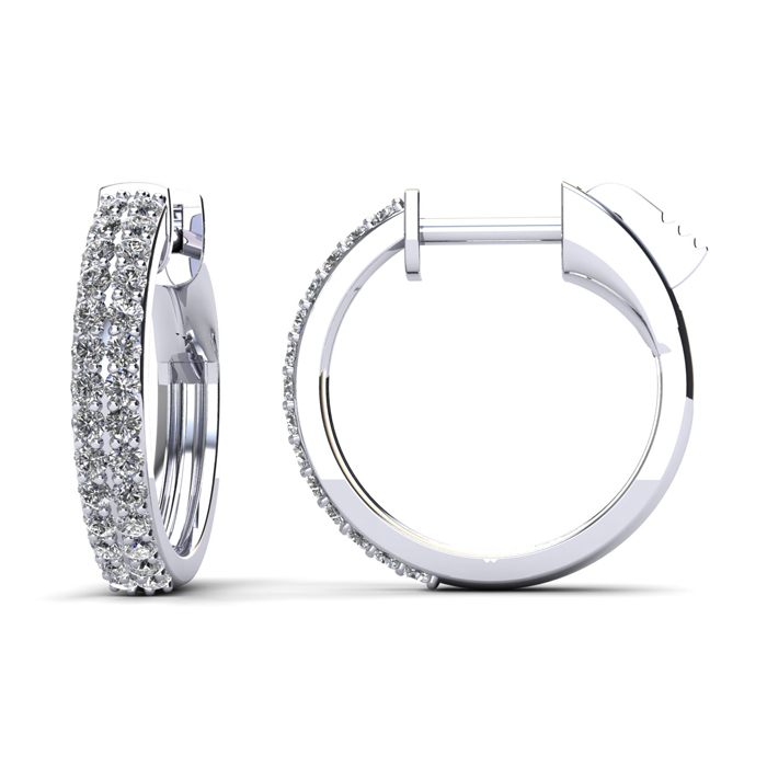 Double Row Diamond Huggie Earrings