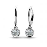 Diamond Drop earrings, Bezel, White Gold