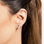 Model Round and Pear Drop earrings, Yellow Gold