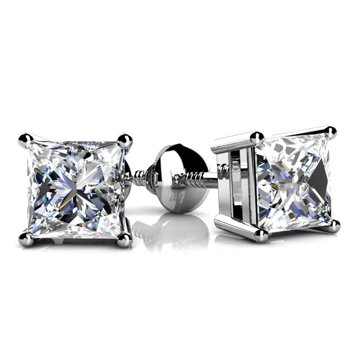 Princess Cut Diamond Stud Earrings