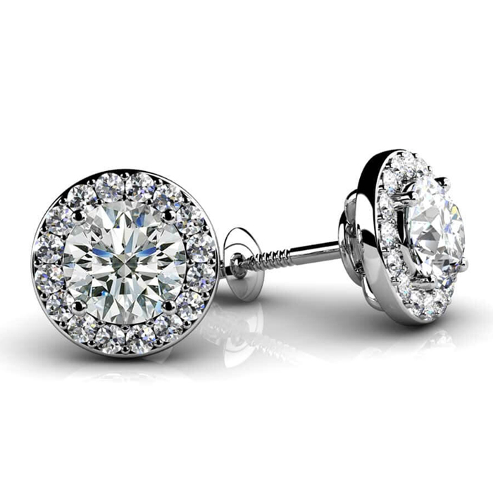 Halo Round Diamond Stud Earrings