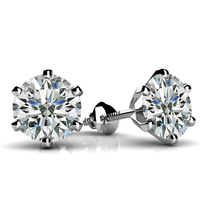 Six-Claw Diamond Stud Earring Platinum
